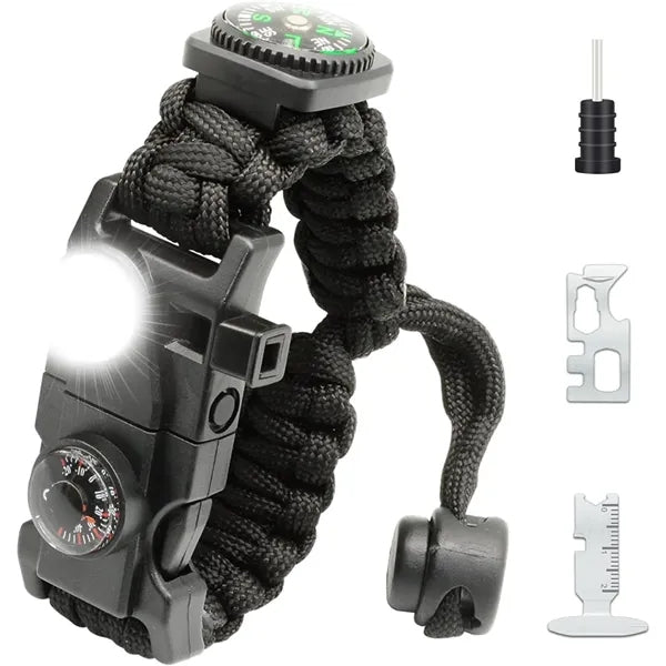 20IN1 Survival Paracord Bracelet Adjustable GearKit With LED