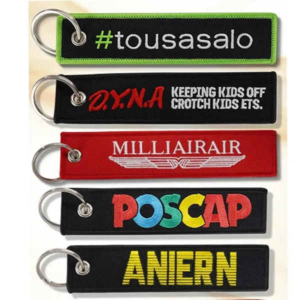 5'' Custom Embroidery Fabric Keychain with keyring