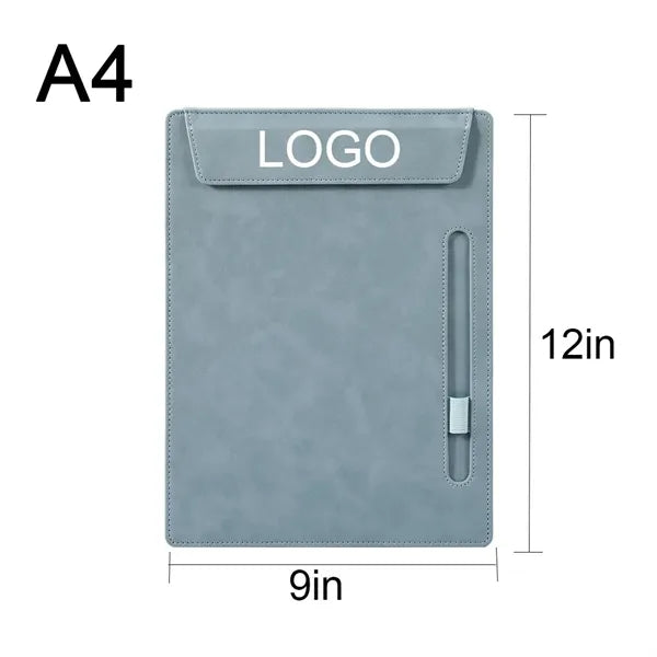 A4 PU Leather Clipboard & File Folder with Elastic Pen Loop
