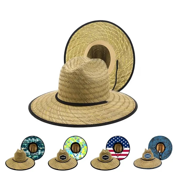 Outdoor Hollow Straw Large Brim Beach Lifeguard Hat