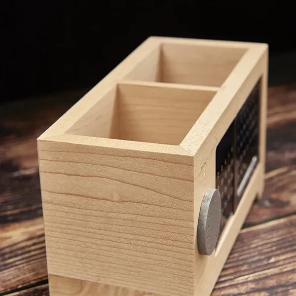 Wooden Desk Organizer Stationery Pen Holder With Calendar