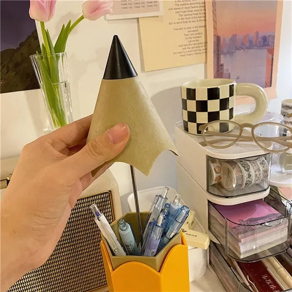 Pencil Shaped Pen Holder Dustproof Desktop Organizer Case