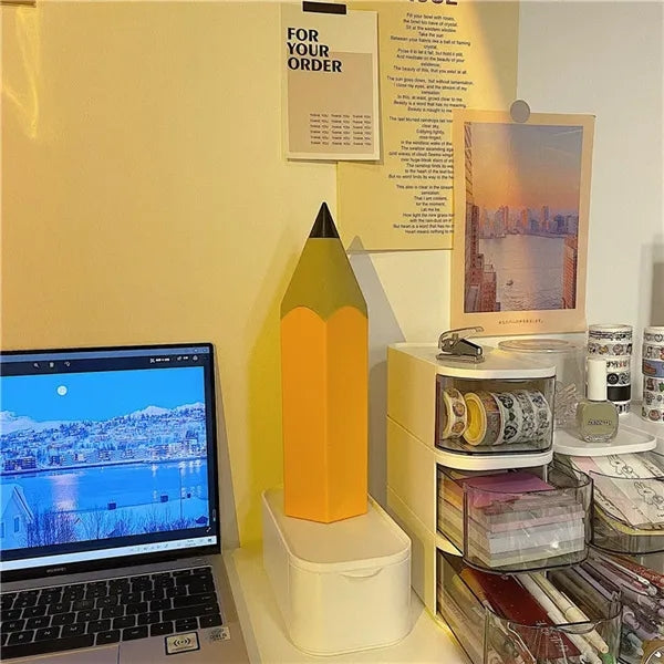 Pencil Shaped Pen Holder Dustproof Desktop Organizer Case