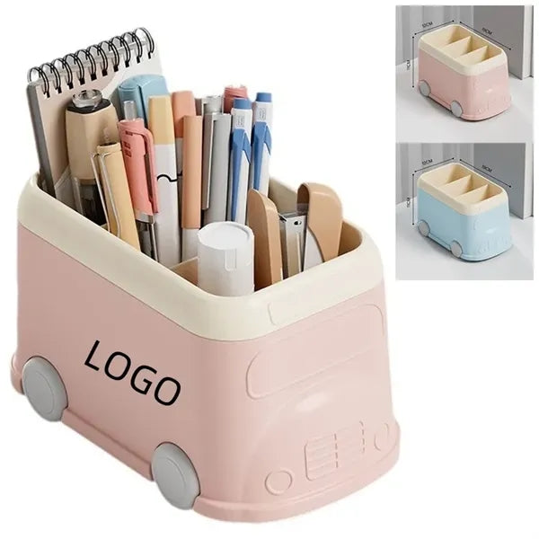 Bus Shaped Pen Pot Desk Organizer Case Cosmetic Brush Holder