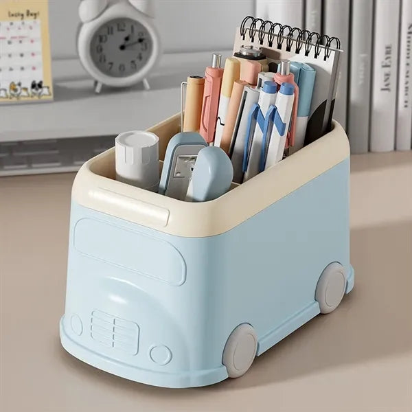 Bus Shaped Pen Pot Desk Organizer Case Cosmetic Brush Holder
