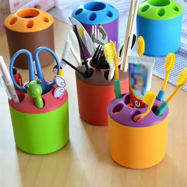 Porous Desk Organizer Toothbrush Holder Makeup Brush Pen Pot