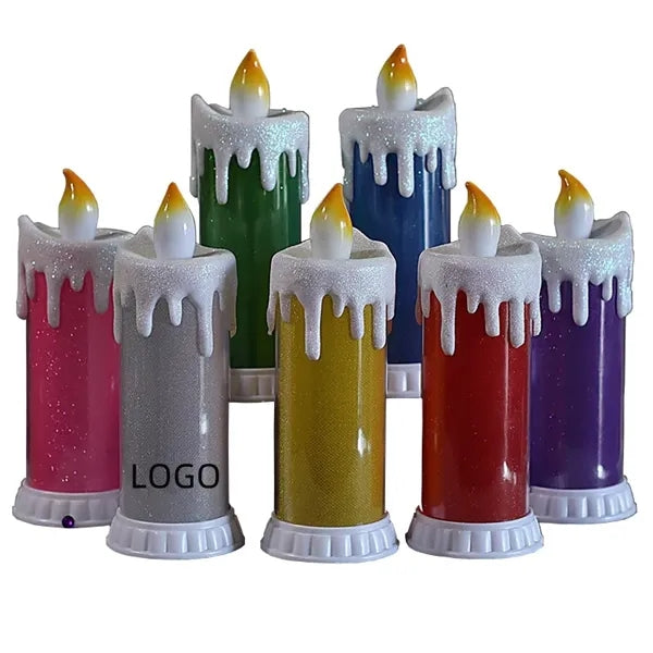 Glitter Flameless LED Christmas Candle With Battery Operated