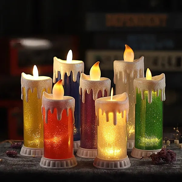 Glitter Flameless LED Christmas Candle With Battery Operated