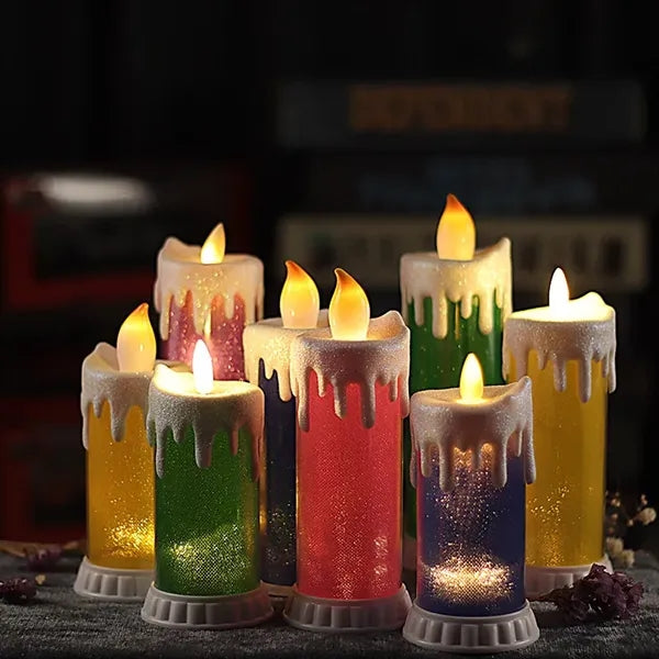 Glitter Flameless LED Christmas Candle With Battery Operated
