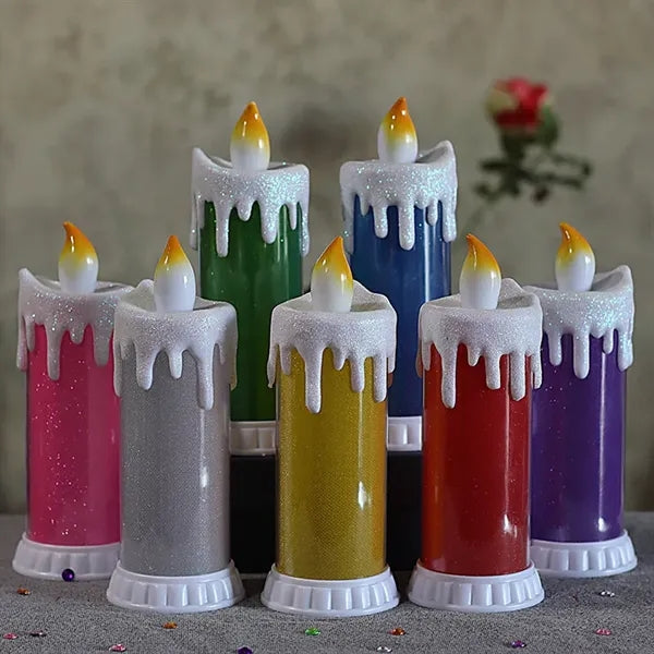 Glitter Flameless LED Christmas Candle With Battery Operated