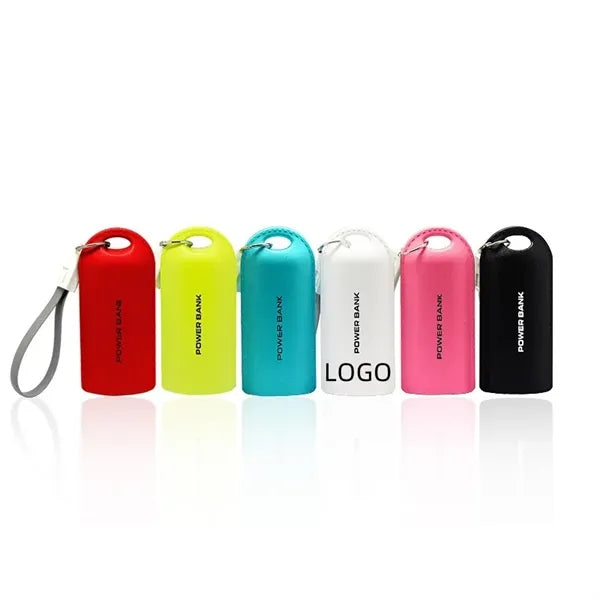 4000mAh Leather Effect Key Chain Power Bank With Cable Strap