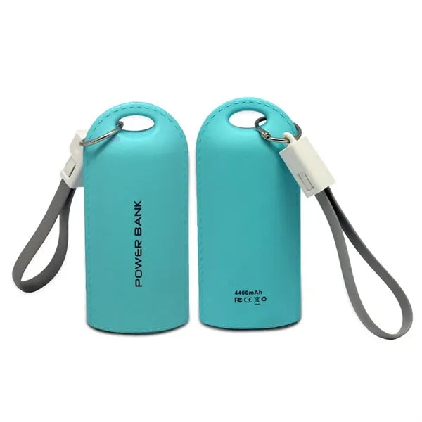 4000mAh Leather Effect Key Chain Power Bank With Cable Strap