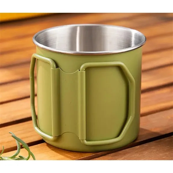 12oz Stainless Steel Mug Folding Travel Camp Cup With S Hook
