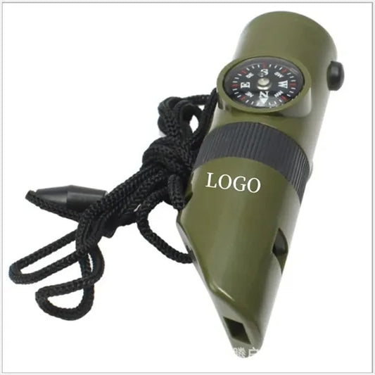 7In1 Multifunctional Whistle Survival Trekking Compass Light