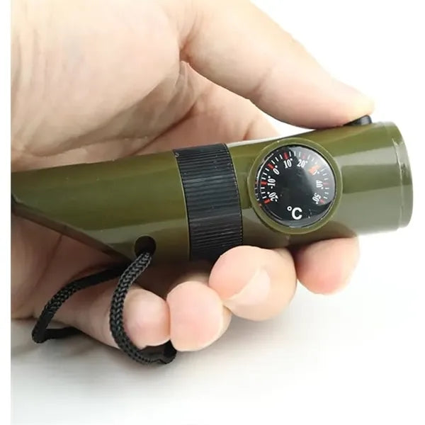 7In1 Multifunctional Whistle Survival Trekking Compass Light