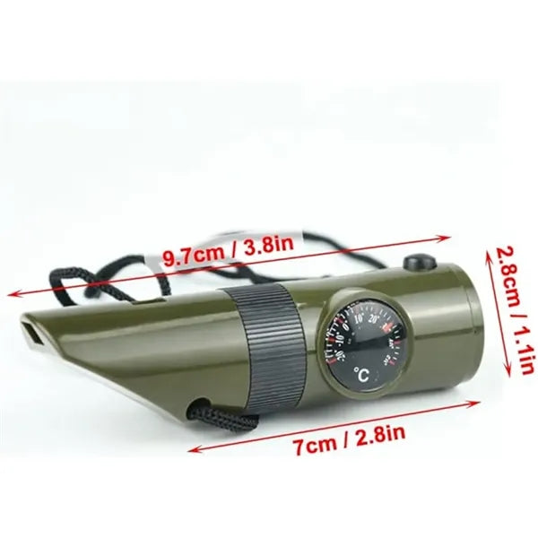 7In1 Multifunctional Whistle Survival Trekking Compass Light