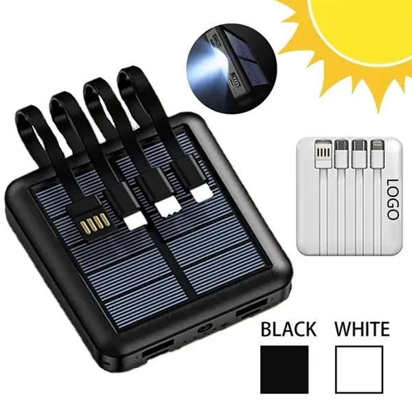 10000mAh Solar Power Bank With Cable