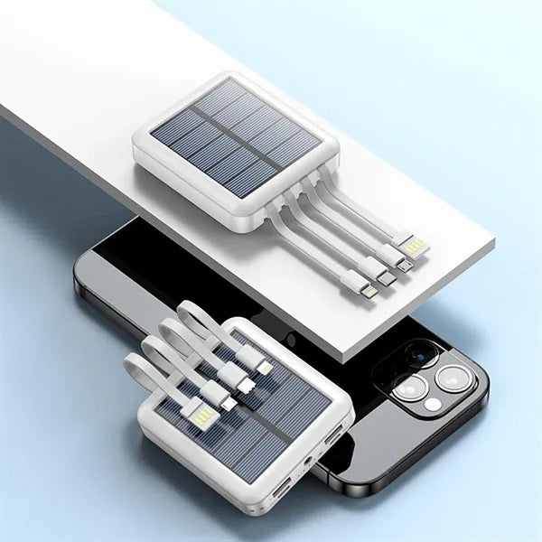 10000mAh Solar Power Bank With Cable