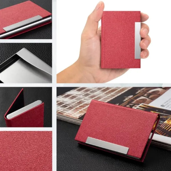 Leather Pocket Clip Metal Business ID Credit Card Wallet
