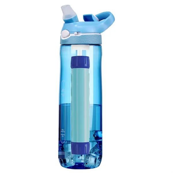 25oz Outdoor Emergency Survival Water Filter Straw Bottle