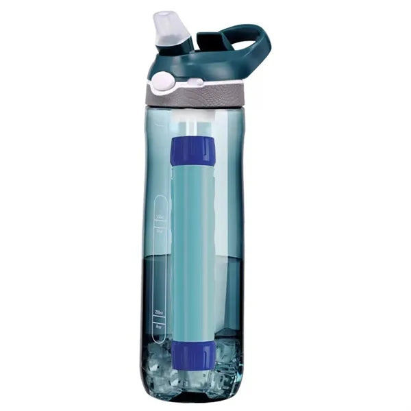 25oz Outdoor Emergency Survival Water Filter Straw Bottle