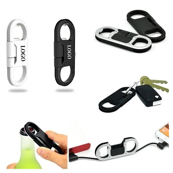 Bottle Opener Keychain with Charging Cable