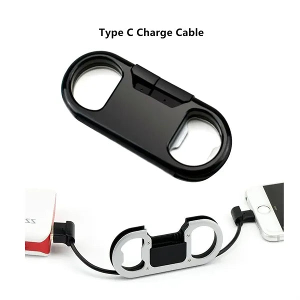 Bottle Opener Keychain with Charging Cable