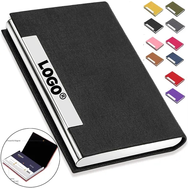 Leather Pocket Clip Metal Business ID Credit Card Wallet