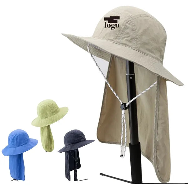 Wide Brim Sun Hat With With Neck Flap