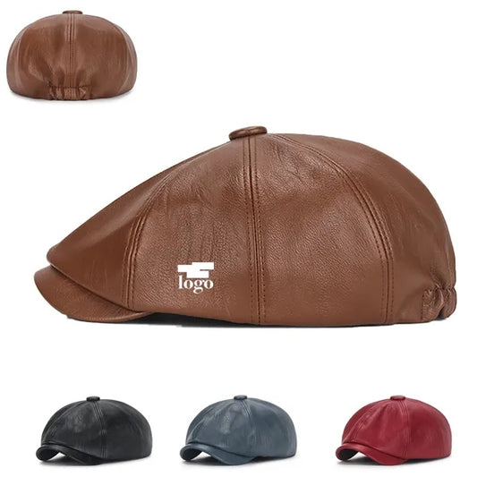 Pu Faux Leather Hat French Beret
