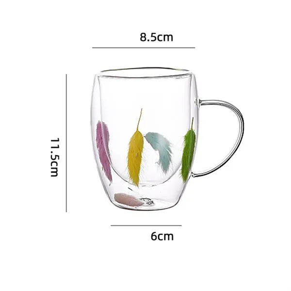 350Ml Double Walled Glass Mug
