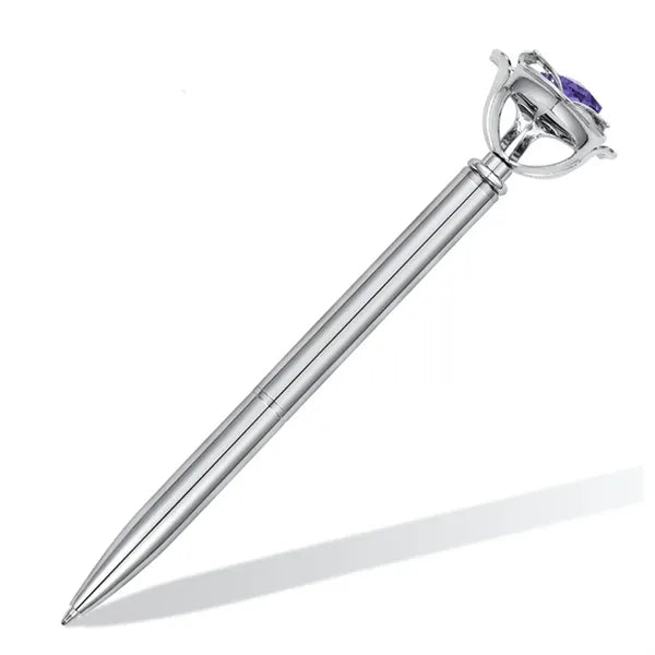 Creative New Rose Flower With Diamond Metal Ballpoint Pen