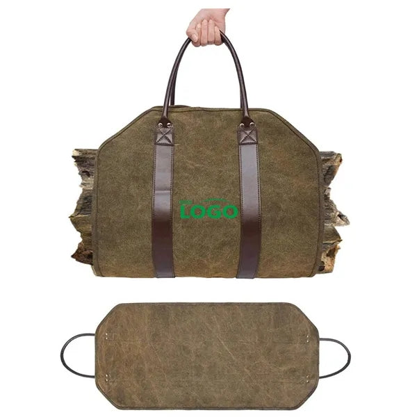 Durable Canvas Firewood Carrying Bag Customizable