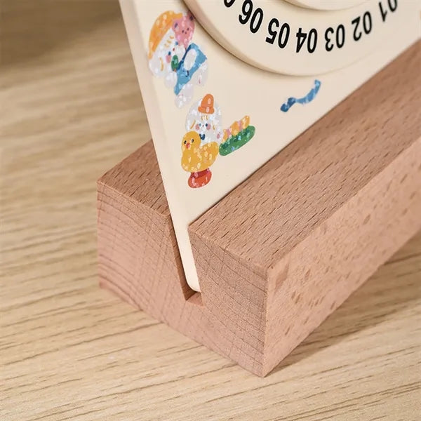 Perpetual Rotating Desktop Calendar with Birch Base