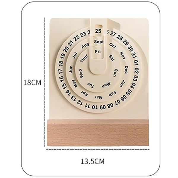 Perpetual Rotating Desktop Calendar with Birch Base