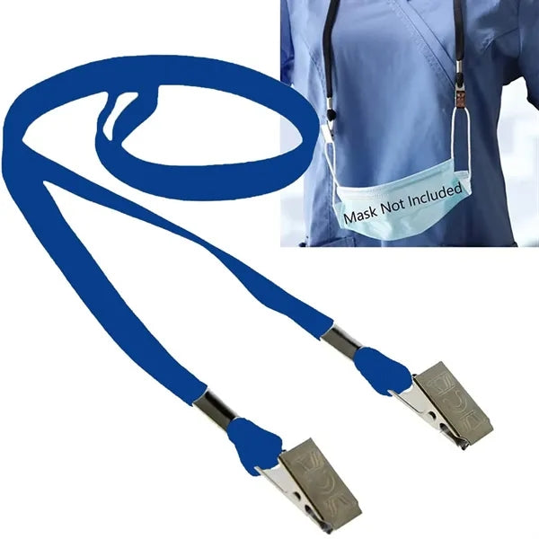 3/8" Lanyard/Mask Holder w/ 2 Bulldog Clips
