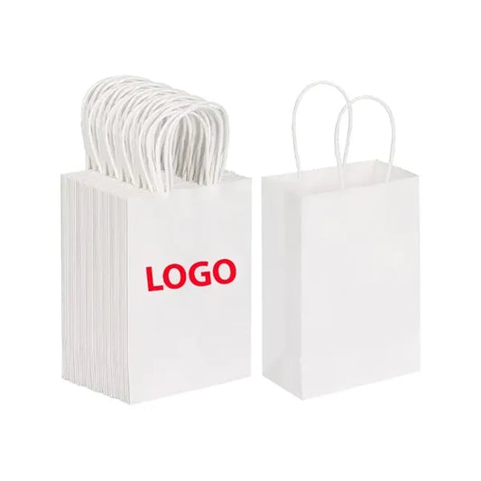 White Kraft Paper Gift Bags 10x13x4 3/4"