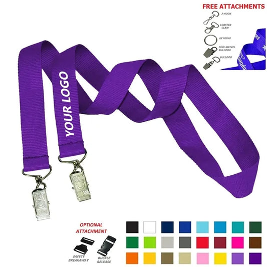 3/4" Custom Open Ended Polyester Lanyard w/ Badge Holder