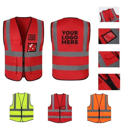 Class 2 Hi Vis Reflective Strips 4 Pockets Safety Vest