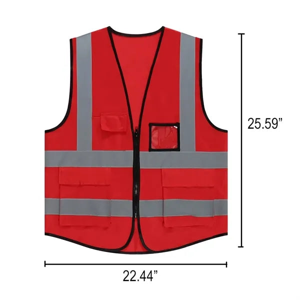 Class 2 Hi Vis Reflective Strips 4 Pockets Safety Vest