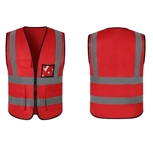 Class 2 Hi Vis Reflective Strips 4 Pockets Safety Vest