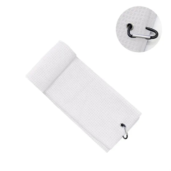 Microfiber Waffle Pattern Two-fold Golf Towel With Carabiner