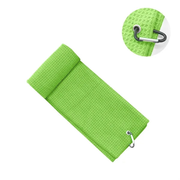 Microfiber Waffle Pattern Two-fold Golf Towel With Carabiner