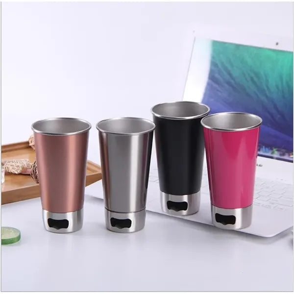 17 Oz. Beer Pint Stainless Steel Cup with Opener