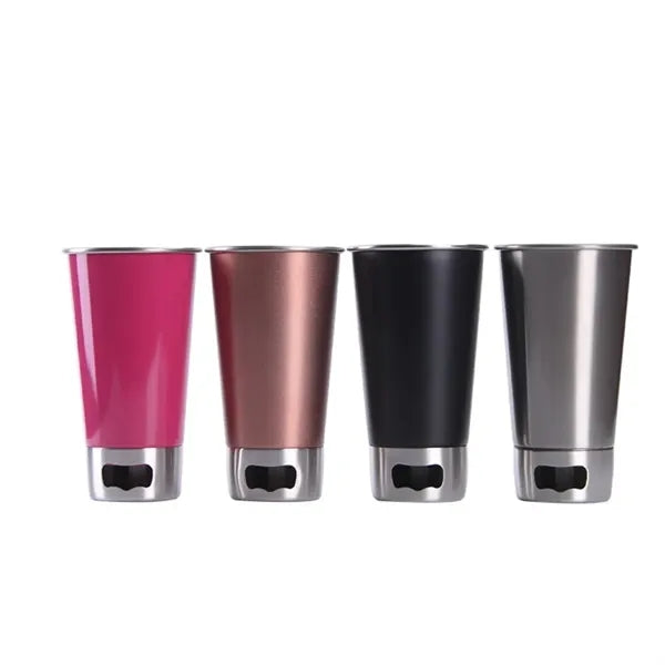 17 Oz. Beer Pint Stainless Steel Cup with Opener