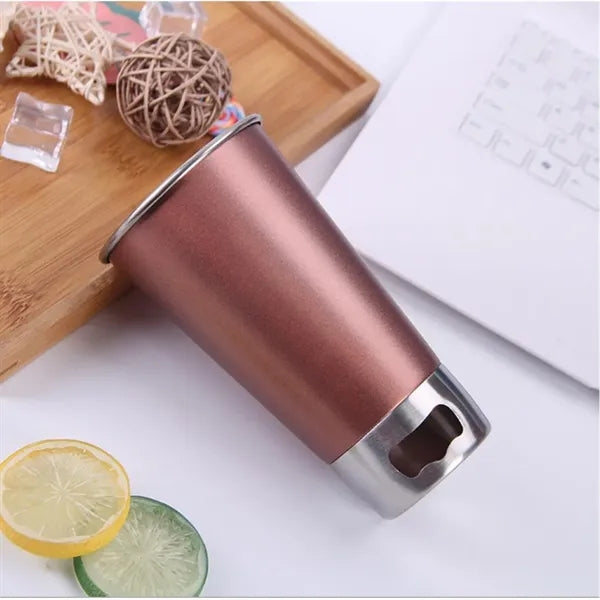 17 Oz. Beer Pint Stainless Steel Cup with Opener