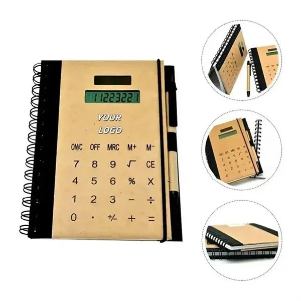 Multi-Function Notebook Solar Calculator with Pen