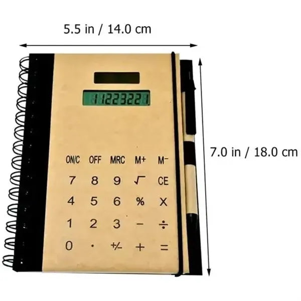 Multi-Function Notebook Solar Calculator with Pen