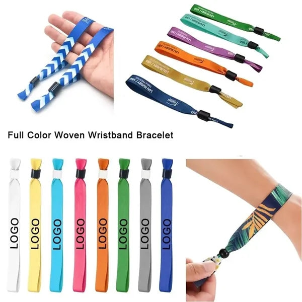 Disposable Full Color Fabric Bracelet Woven Wristbands