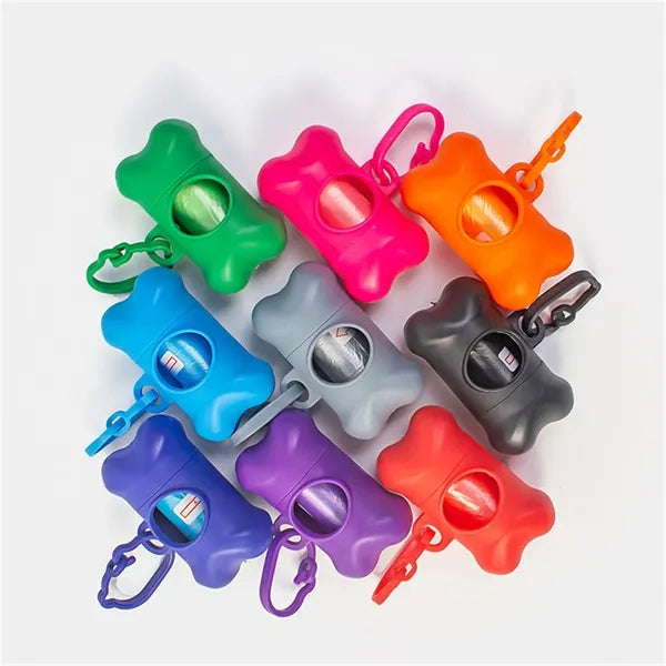 Bone shape outdoor pet Poop bag dispenser with plastic clip